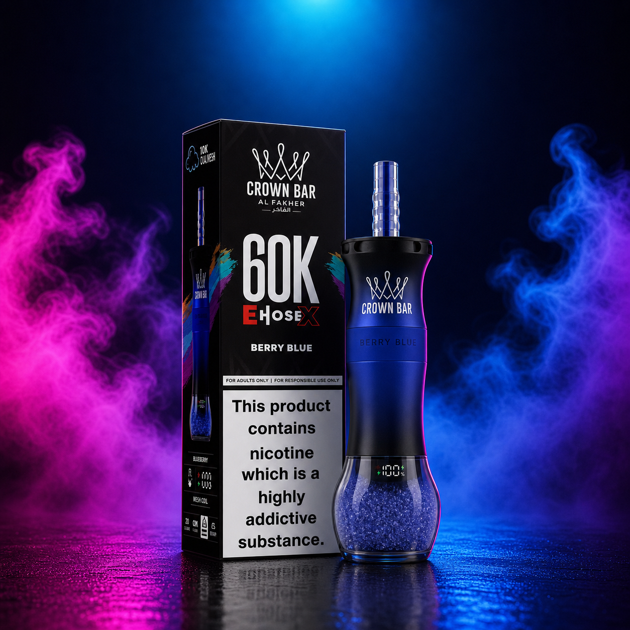 Al Fakher Crown Bar EHose X 60K berry blue - vape descartável para adultos com sabores de vape e Puffs em Portugal