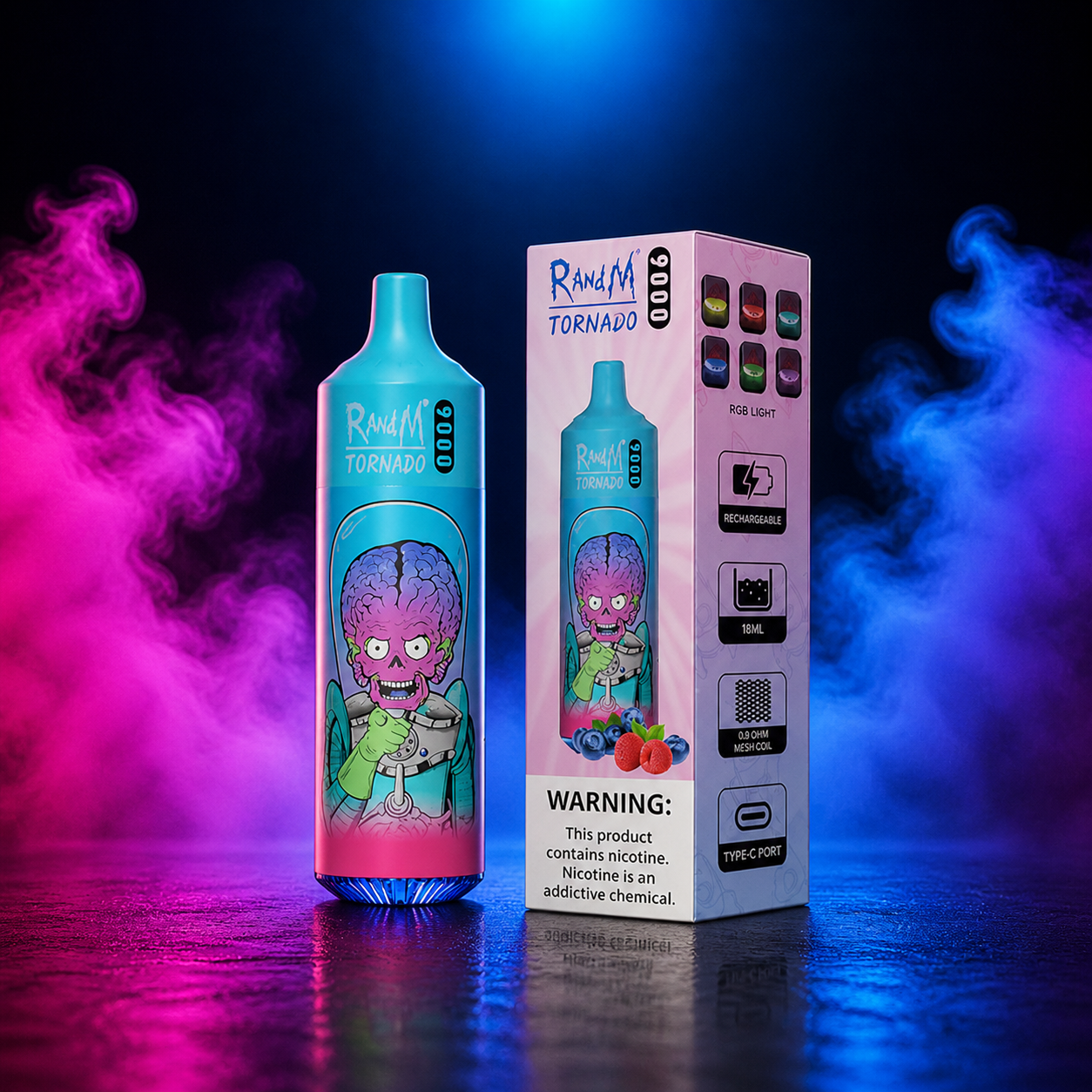 Fumot RandM Tornado 9K Blueberry Raspberry - vape descartável para adultos com sabores de vape e Puffs em Portugal